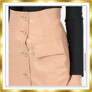 Lamb Leather High Waist MIDI Button Skirt (S)
